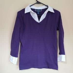 Karen Scott Purple Collared Top